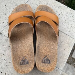 Reef Vista Tan Platform Slide Sandals